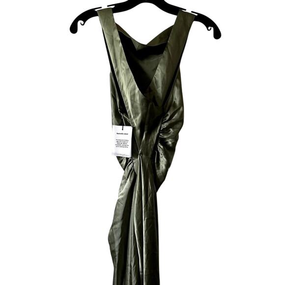 Reformation Casette Silk Dress Artichoke green size 6 C0 - Picture 7 of 9